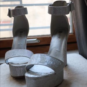 Glitter Platform Heels with Buckle